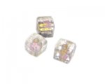 10mm Gold Foil Floral Cube Lampwork Glass Bead, 6 beads 10mm Gold Foil Floral Cube Lampwork Glass Bead, 6 beads