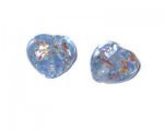 20mm Blue Pattern Heart Handmade Lampwork Bead, 4 beads 20mm Blue Pattern Heart Handmade Lampwork Bead, 4 beads