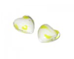 20mm Yellow Dot Heart Handmade Lampwork Bead, 4 beads 20mm Yellow Dot Heart Handmade Lampwork Bead, 4 beads