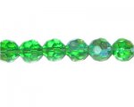 12mm Green Faceted Round AB Finish Bead, 13" string 12mm Green Faceted Round AB Finish Bead, 13" string