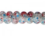 12mm 4th of July Crackle Season Glass Bead, approx. 17 beads 12mm 4th of July Crackle Season Glass Bead, approx. 17 beads