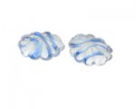 30 x 24mm Blue Stripe Flower Lampwork Glass Bead, 2 beads 30 x 24mm Blue Stripe Flower Lampwork Glass Bead, 2 beads