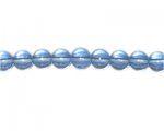 10mm Sky Blue Round Pressed Glass Bead, 16" string 10mm Sky Blue Round Pressed Glass Bead, 16" string
