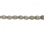 8x6mm Silver Faceted Oval Glass Bead, 13" string 8x6mm Silver Faceted Oval Glass Bead, 13" string