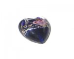 28mm Royal Blue Foil Pattern Heart Handmade Lampwork Glass Bead 28mm Royal Blue Foil Pattern Heart Handmade Lampwork Glass Bead