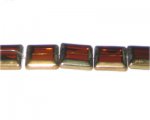14mm Deep Gold Vintage-Style Square Glass Bead, approx. 5 beads 14mm Deep Gold Vintage-Style Square Glass Bead, approx. 5 beads