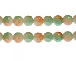 (image for) 12mm Green/Orange Duo-Style Glass Bead, approx. 14 beads