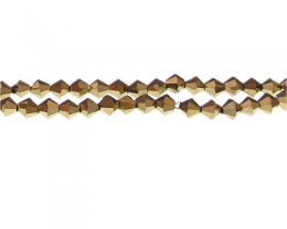 (image for) 6mm Gold Electroplated Bicone Glass Bead, 22" string