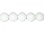 14mm White Pressed Glass Round Opaque Bead, 13" string 14mm White Pressed Glass Round Opaque Bead, 13" string