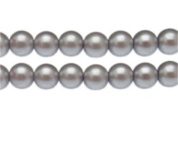 (image for) 12mm Bright Silver Glass Pearl Bead, approx. 18 beads