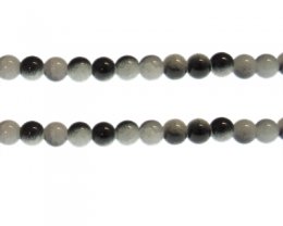 (image for) 8mm Black/Gray Duo-Style Glass Bead, approx. 38 beads