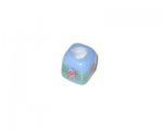 12mm Periwinkle Blue Floral Square Lampwork Glass Bead, large ho 12mm Periwinkle Blue Floral Square Lampwork Glass Bead, large ho