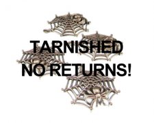 (image for) 30mm Spider + Web Silver Metal Charm, 4 charms. Tarnished, No Returns!