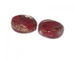 28 x 26mm Red Foil Oval Lampwork Glass Bead, 2 beads 28 x 26mm Red Foil Oval Lampwork Glass Bead, 2 beads