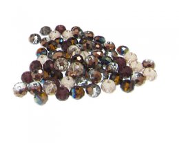 (image for) Approx. 1oz. x 6x4mm Copper/Black/Silver Luster Rondelle Glass Bead