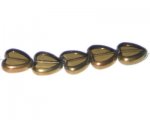 14mm Light Gold Vintage-Style Heart Glass Bead, approx. 6 beads 14mm Light Gold Vintage-Style Heart Glass Bead, approx. 6 beads