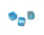 10mm Turquoise Foil Cube Handmade Lampwork Bead, 6 beads 10mm Turquoise Foil Cube Handmade Lampwork Bead, 6 beads