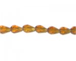 10 x 6mm Deep Gold Faceted Drop Glass Bead, 13" string 10 x 6mm Deep Gold Faceted Drop Glass Bead, 13" string