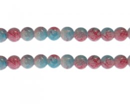 (image for) 10mm Red/Pastel Blue Duo-Style Glass Bead, approx. 18 beads
