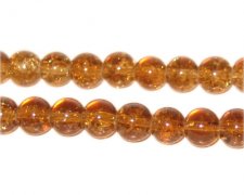 (image for) 8mm Light Brown Round Crackle Glass Bead, approx. 55 beads
