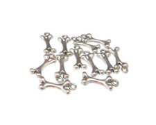 (image for) 18 x 8mm Bone Silver Metal Charm, approx. 12 charms