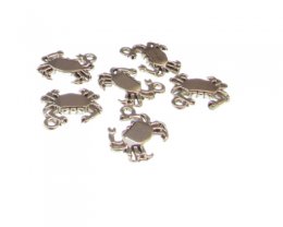 (image for) 16 x 14mm Crab Silver Metal Charm, 6 charms