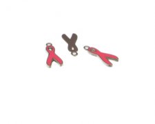 (image for) 20 x 8mm Pink Cancer Awareness Ribbon Silver Metal Charm, 3 charms