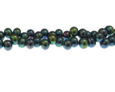 (image for) 8 x 6mm Blue Luster Electroplated Drop Glass Bead, 22" string