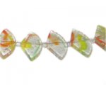26 x 14mm Color Pressed Glass Fan Bead, 4 beads 26 x 14mm Color Pressed Glass Fan Bead, 4 beads