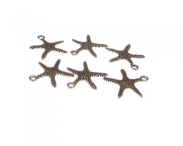 (image for) 18mm Starfish Silver Metal Charm, 6 charms