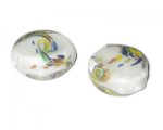 30 x 24mm White Pattern Handmade Lampwork Glass Bead, 2 beads 30 x 24mm White Pattern Handmade Lampwork Glass Bead, 2 beads