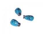 16 x 10mm Aqua/Black Ladybug Lampwork Glass Bead, 6 beads 16 x 10mm Aqua/Black Ladybug Lampwork Glass Bead, 6 beads