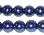 12mm Round Royal Blue Glass Pearl, 8" string, approx. 18 beads 12mm Round Royal Blue Glass Pearl, 8" string, approx. 18 beads