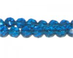 12mm Deep Aqua Faceted Round Glass Bead, 13" string 12mm Deep Aqua Faceted Round Glass Bead, 13" string