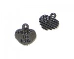 12 x 14mm MADE IN USA Silver Heart Charm, 15 charms 12 x 14mm MADE IN USA Silver Heart Charm, 15 charms