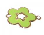 34 x 40mm Apple Green Thin Enamel Flower Pendant / Link 34 x 40mm Apple Green Thin Enamel Flower Pendant / Link