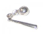 8 x 20mm Silver Baseball and Bat Charm - 4 charms 8 x 20mm Silver Baseball and Bat Charm - 4 charms