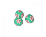 12mm Green Floral Polymer Clay Bead, 10 beads 12mm Green Floral Polymer Clay Bead, 10 beads