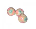 14mm Beige Floral Polymer Clay Bead, 10 beads 14mm Beige Floral Polymer Clay Bead, 10 beads