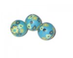 14mm Aqua Floral Polymer Clay Bead, 10 beads 14mm Aqua Floral Polymer Clay Bead, 10 beads