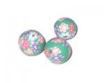 14mm Green Floral Polymer Clay Bead, 10 beads 14mm Green Floral Polymer Clay Bead, 10 beads