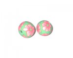14mm Green Floral Polymer Clay Bead, 10 beads 14mm Green Floral Polymer Clay Bead, 10 beads