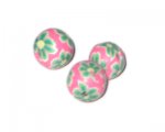14mm Pink Floral Millefiori Clay Art Bead, 10 beads 14mm Pink Floral Millefiori Clay Art Bead, 10 beads