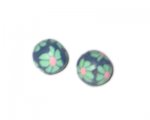 14mm Dark Blue Floral Polymer Clay Bead, 10 beads 14mm Dark Blue Floral Polymer Clay Bead, 10 beads