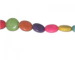 14mm Color Dyed Turquoise Flat Round Charm, 16" string 14mm Color Dyed Turquoise Flat Round Charm, 16" string