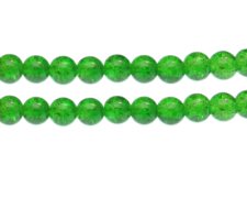 (image for) 10mm Apple Green Crackle Glass Bead, approx. 22 beads
