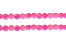 (image for) 8mm Hot Pink Marble-Style Glass Bead, approx. 53 beads