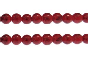 (image for) 10mm Red Marble-Style Glass Bead, approx. 21 beads