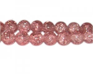 12mm Dusty Pink Crackle Glass Bead, approx. 18 beads