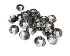 (image for) Approx. 1oz. x 10x8mm Crystal/Black Luster Glass Rondelle Bead, large hole
